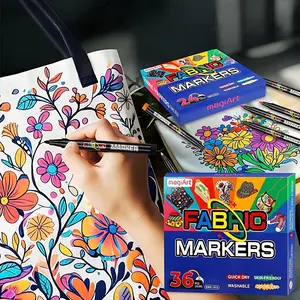 12/24-Color Fabric Markers Permanent for Clothes - No Bleed Paint Pens for T-Shirts, Canvas, Shoes & Tote Bags, Fine Tip Textile Marker, Non Toxic, Easter Basket Stuffers for Kids & Adults