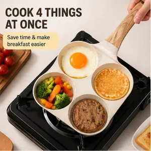 Induction Compatible 4-Cup Nonstick Pan Perfect for Eggs Pancakes and Hamburgers