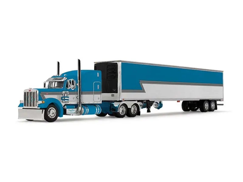 New Peterbilt Model 379 Diecast Car - 1:64 Scale, 63" Mid-Roof Sleeper, 53' Utility Reefer Trailer, Big Rigs Series II #5 Tway Rose Transport, DCP 69-2270, First Gear, Display Ready, Ages 14+, Choking Hazard Small Parts (Collectible Model Cars)