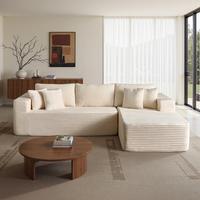 108" White L Shaped Sofa with Left Chaise