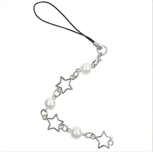 Cute Phone Charm, Kawaii Phone Charms, Star Pearl Phone Keychain, Mobile Phone Pendant Charms, Beaded Phone Lanyard Strap, Y2K Phone Decor, Gift for Women Girls