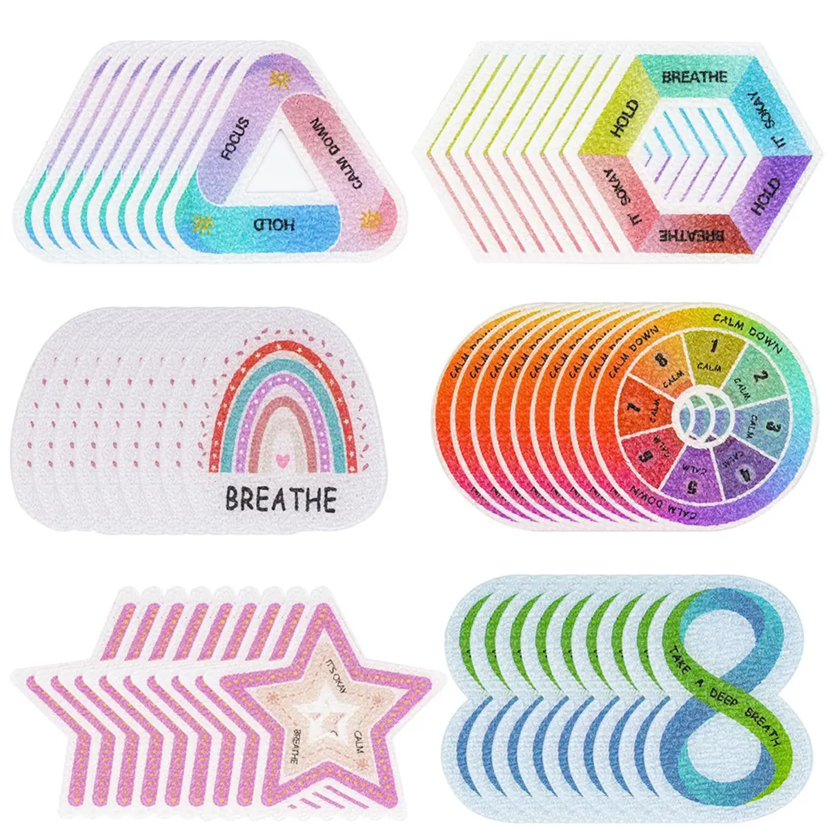 60 Pcs Durable Calm Strips - Anxiety Sensory Accessories, Breath Strips for Mood Calming Stress Relief