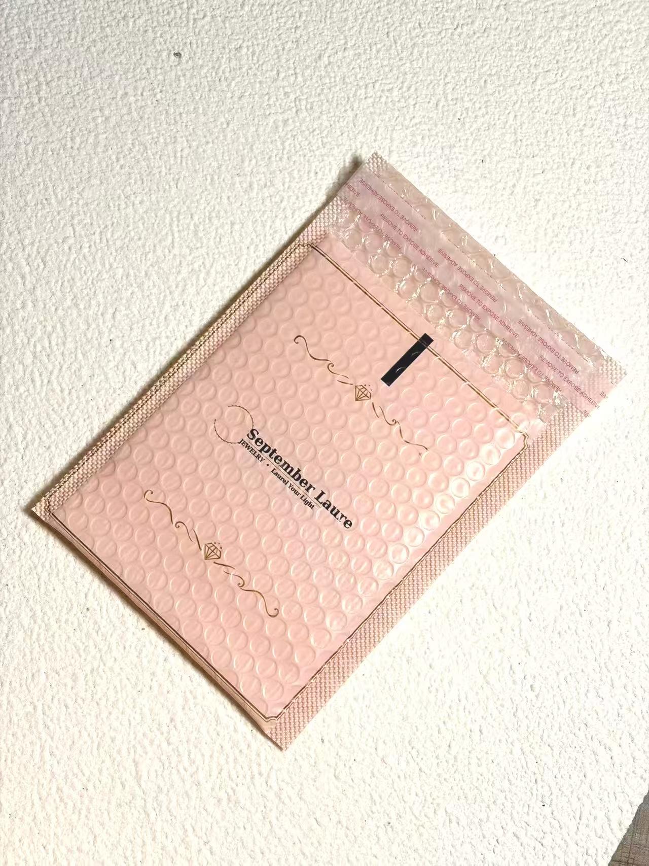 1Pcs Pink Bubble Padded Self-Sealing Jewelry Packaging Bag Cute Protective Mailer for Necklace Bracelet Gift Wrapping