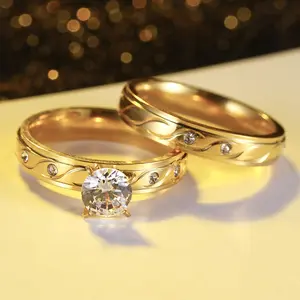 Stainless Steel Ring Two-piece Set, Inlaid with Zircon Light Luxury Fashion Style, High-quality Women's Ring, Stainless Steel Material, Wedding Banquet, Evening Decoration, Valentine's Day, Halloween, Christmas, Mother's Day, Anniversary, Giving Gifts To