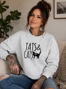 Tats And Cats Graphic Crewneck Sweatshirt