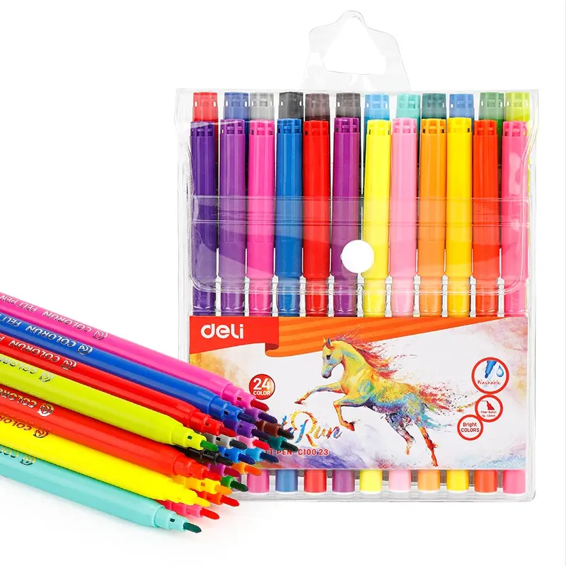 24 Colors Felt Pen,Colored Markers,Fine Point and Brush Tip for  Coloring Books Bullet Journals Planners,Note Taking Coloring Writing,Gift