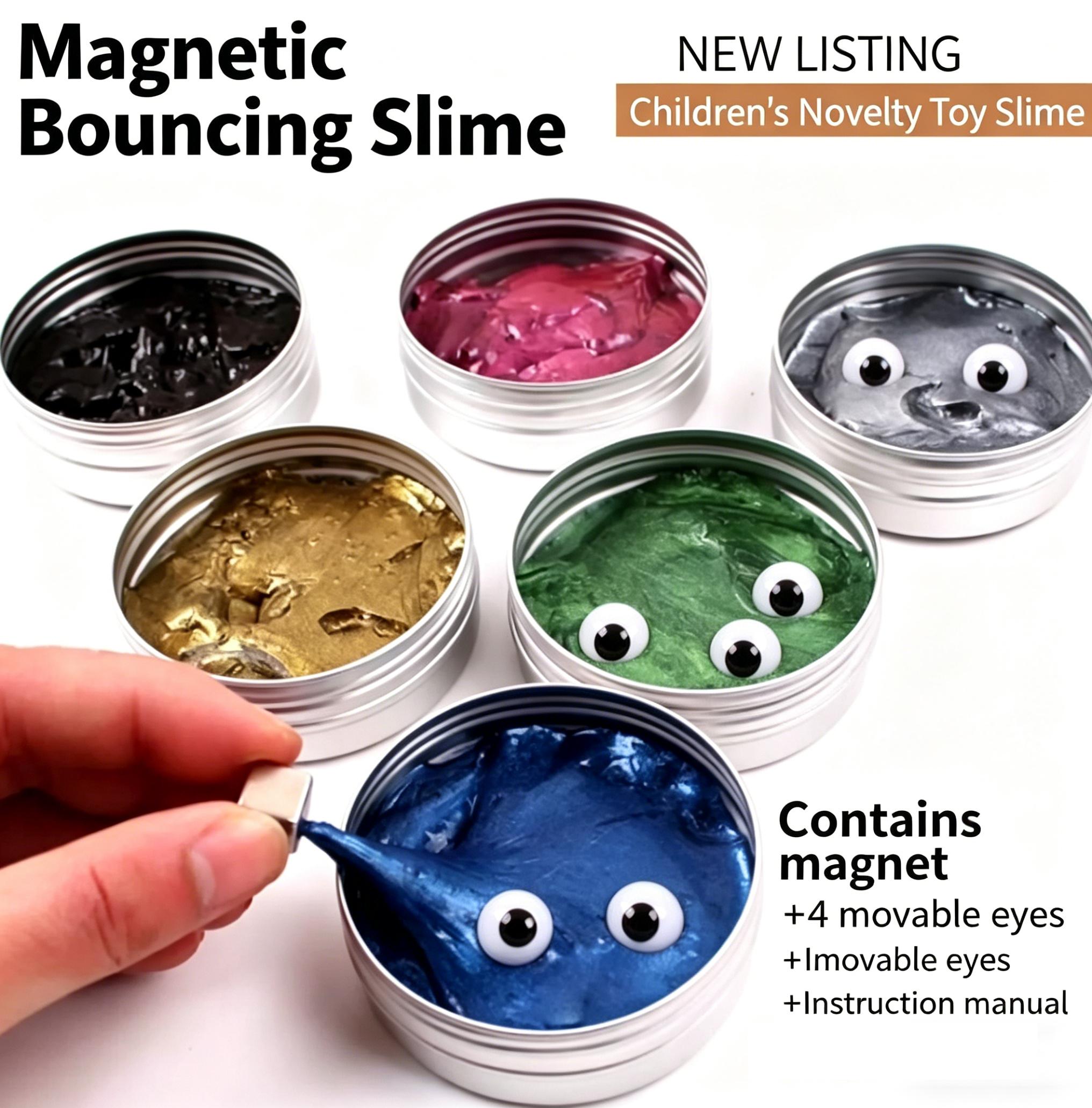 Magnetic Putty 6 Pack | Magnetic Slime Fidget Toy Stress Relief Squishy Toy for Kids Adults Sensory Play Anxiety Relief Magnet Putty for Boredom Relief