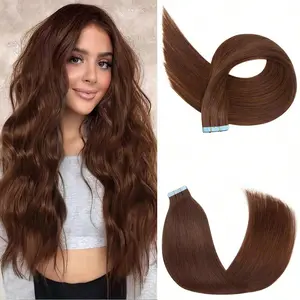 Jessie's Wig #4 Chocolate Brown Tape In Extensions Human Hair 16-26 Inch 20pcs Straight Remy Human Hair Tape In Extensions