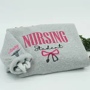 NURSING STUDENT Embroidered Hoodie, Bow Stethoscope, Nursing Sweatshirt, Embroidered Sweatshirt, Nursing School Gift Crewneck