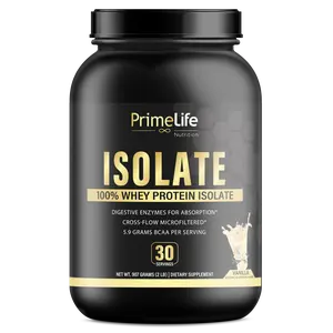 Isolate Whey Protein PrimeLife Nutrition 100% Pure Vanilla Flavor with Digestive Enzymes & Cross Flow Microfiltered for Optimal Absorption powders