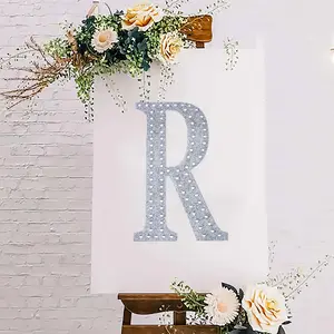 Decorative Rhinestone Alphabet "R" Letter Stickers 8", Silver Glitter Adhesive Craft Letters - DIY Sparkle Embellishments
