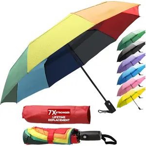 Travel Umbrella Compact - Small Umbrella for Backpack & Purse, Portable Automatic Umbrellas for Rain, Windproof, Reinforced Fiberglass Ribs, Water-Repellent Teflon