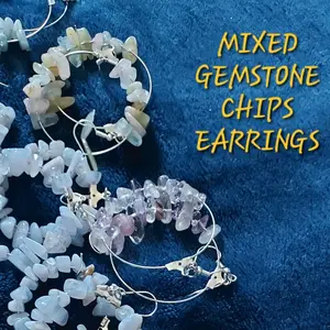 Gemstone Chip Earrings - Hoop and Hook Style, Elegant Design, Lightweight and Versatile for Everyday Wear