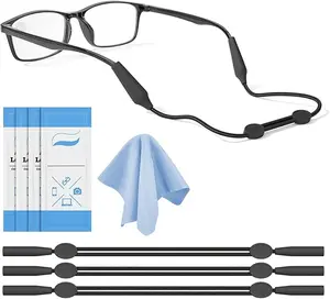 Mothers Day Gift Glasses Strap 3 Pcs - No Tail Sunglasses Straps - Adjustable Eyeglasses Strap, Eye Glass Holder Around Neck, Sports Rope Eyewear Retainer, Glasses Straps for Men Women 14In Black Lanyard Cord