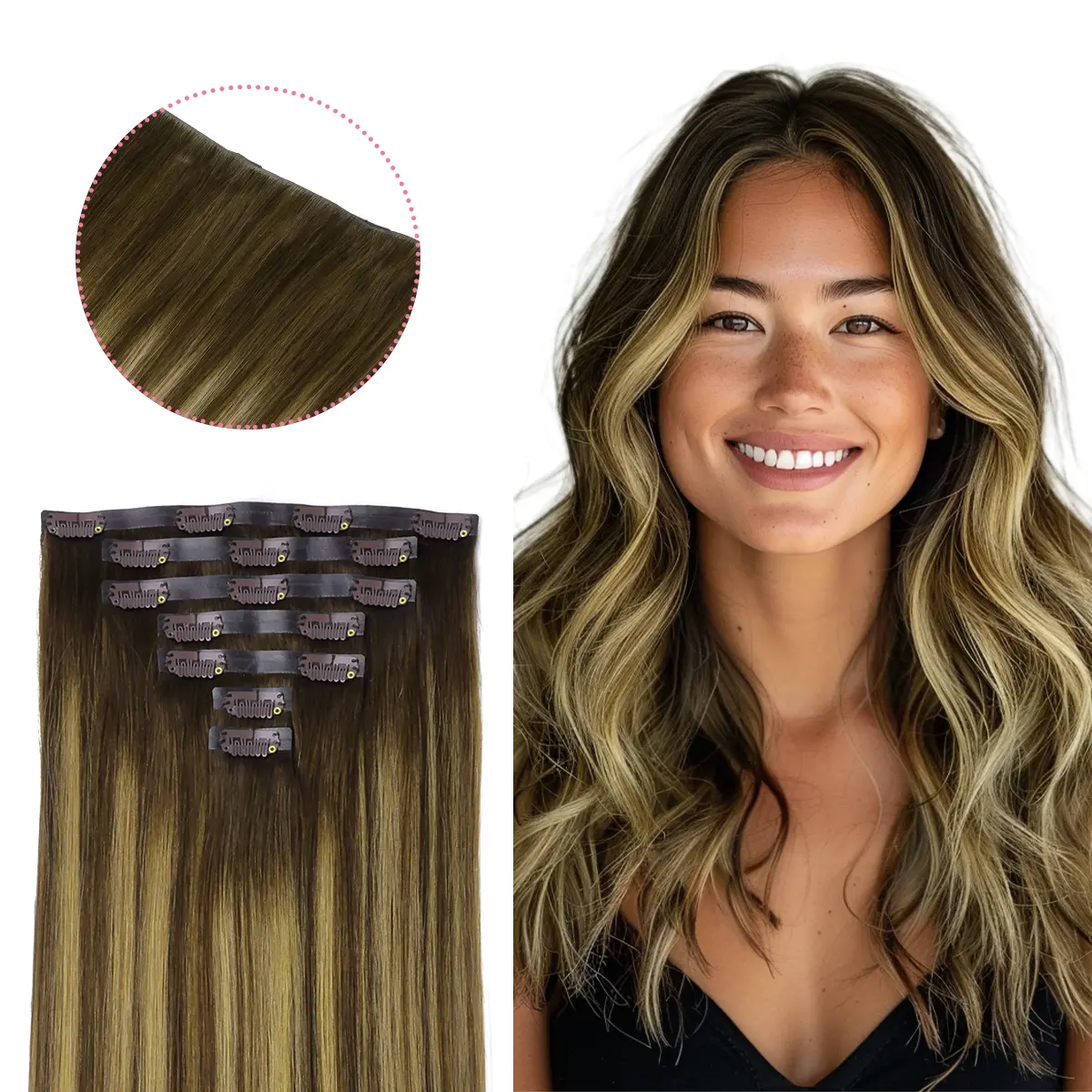 #4/27/4 Balayage Chocolate Brown to Caramel Blonde