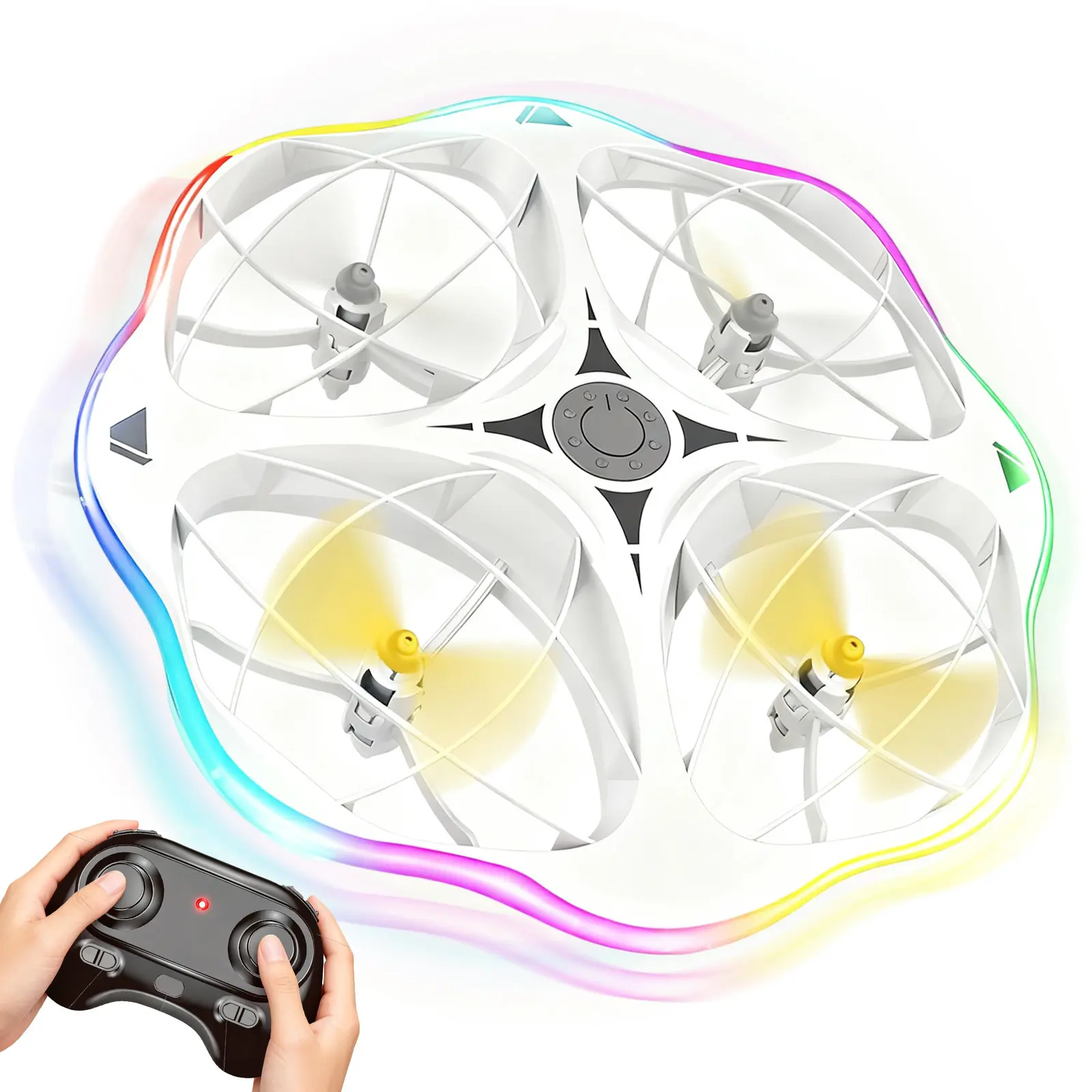 White Suspended RC Hobby Flying Toy with LED Lighting, Ages 12+, Includes Cells, Easy to Operate, Perfect Party & Holiday Gift