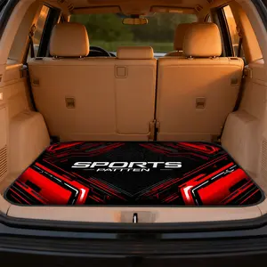 1pc, Car Trunk Cargo Mat Red Geometric Lines design , universal boot liner for SUV, sedan, or hatchback, perfect for sports gear, groceries, business trips, and personalized car accessories, Car Interior Accessory | Auto Cargo Floor Mat