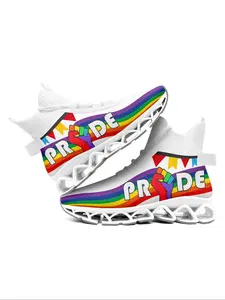 Women's Random Rainbow Letter Pride High-top Sneakers, Casual Sports Lace Up Sneakers, Lightweight & Durable Sole Comfortable for Daily Wear