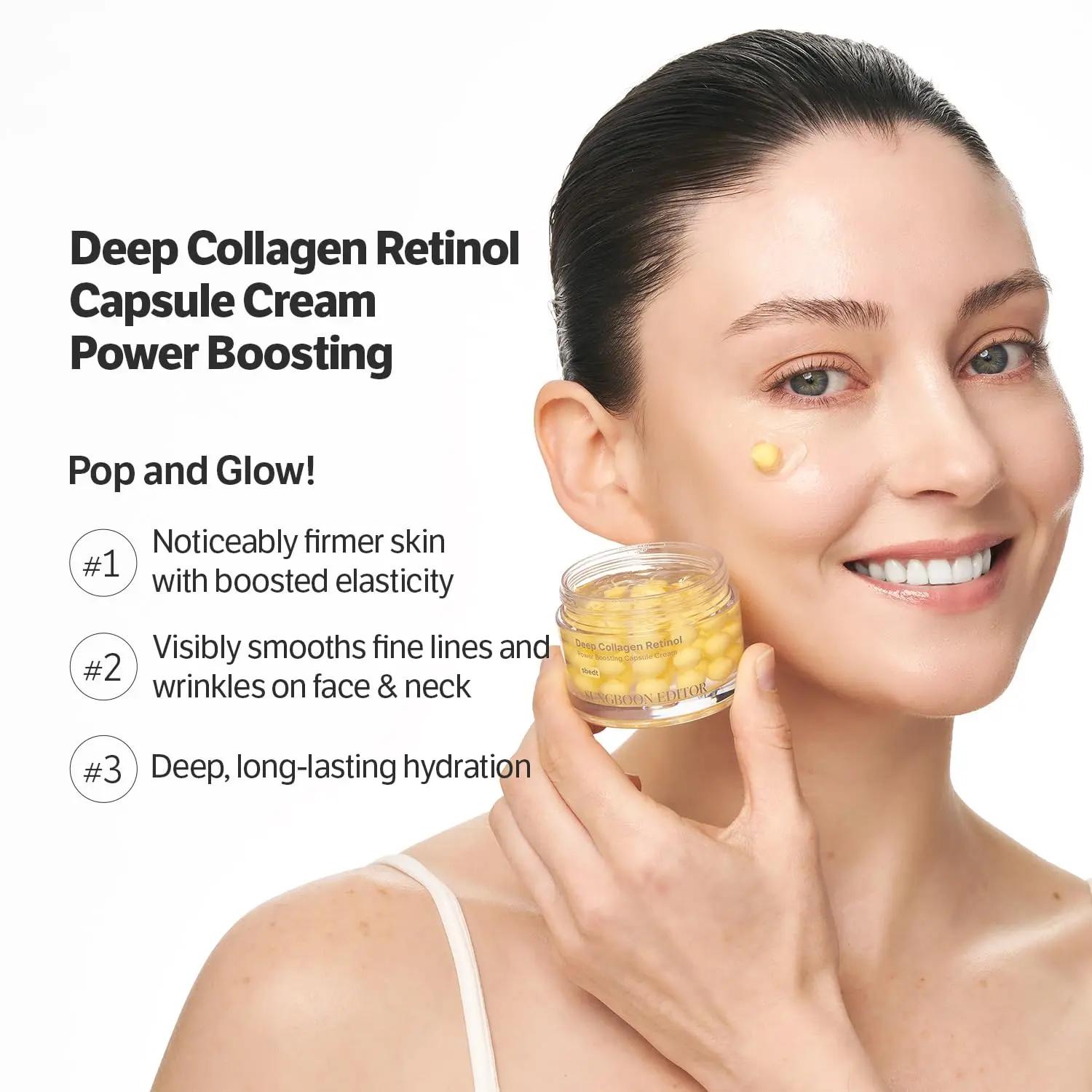 [US SELLER]SUNGBOON EDITOR Deep Collagen Retinol Power Boosting Capsule Cream 1.69 fl oz for Skin Firming Hydration Wrinkles Face Moisturizer from Korea Daily