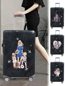 Cartoon Pattern Luggage Cover, Stretch Luggage Protector, Baggage Dust Case Cover, Travel Organizer for 18-32 Inch Suitcase
