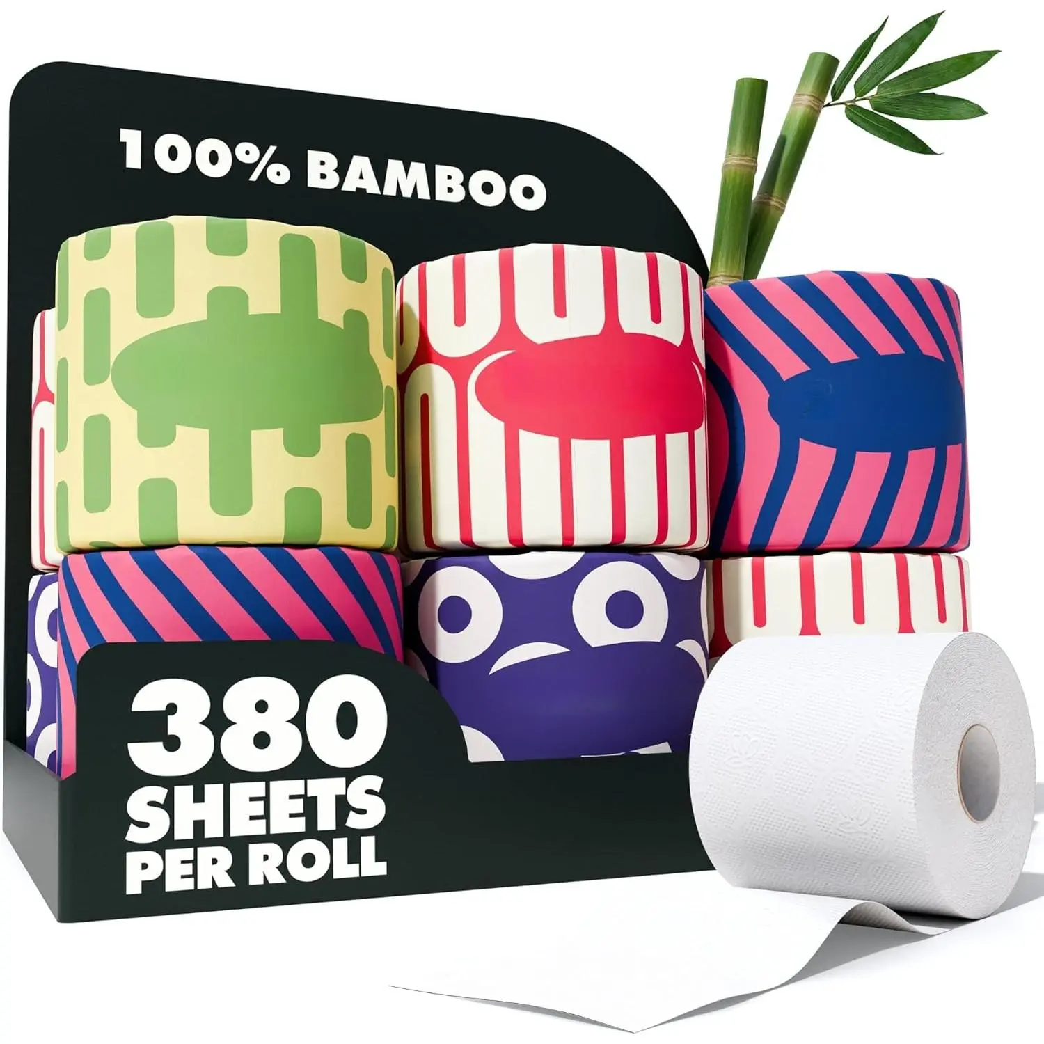 Bamboo Toilet Paper, Three Layers and 380 Sheets, Soft and Strong Organic Bath Towel Paper, Chemical-Free, Hypoallergenic, Septic Safe, PFAS-Free, Tree-Free Bathroom Tissue (12 Extra Large Rolls)