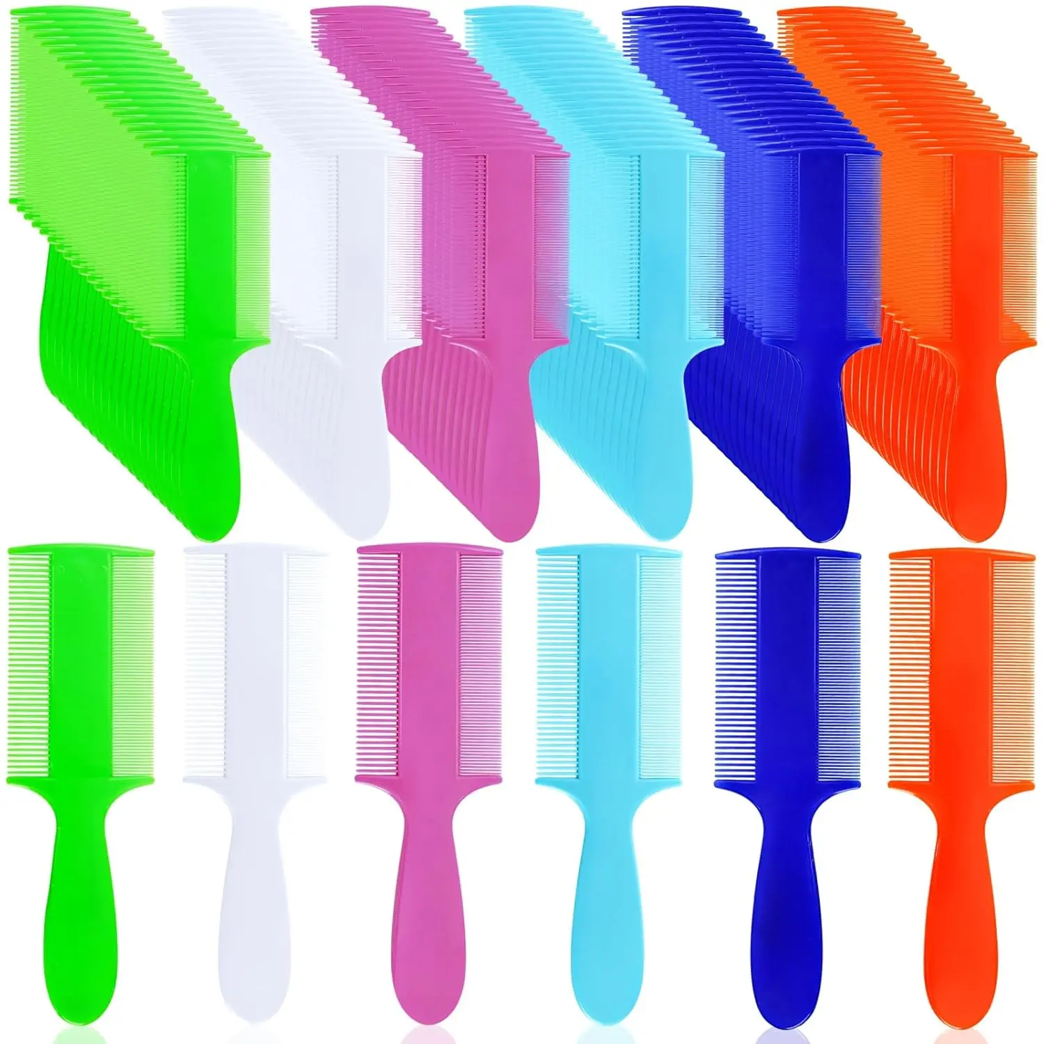 120-Pack Double-Sided Fine Tooth Pet Flea Tick Combs - 2.8 inch Comb Tooth Length, 5.7 x 1.78 inches, 6 Solid Colors Plastic Handles, Detangling, Lice Control, Gentle Dog & Cat Grooming Tools