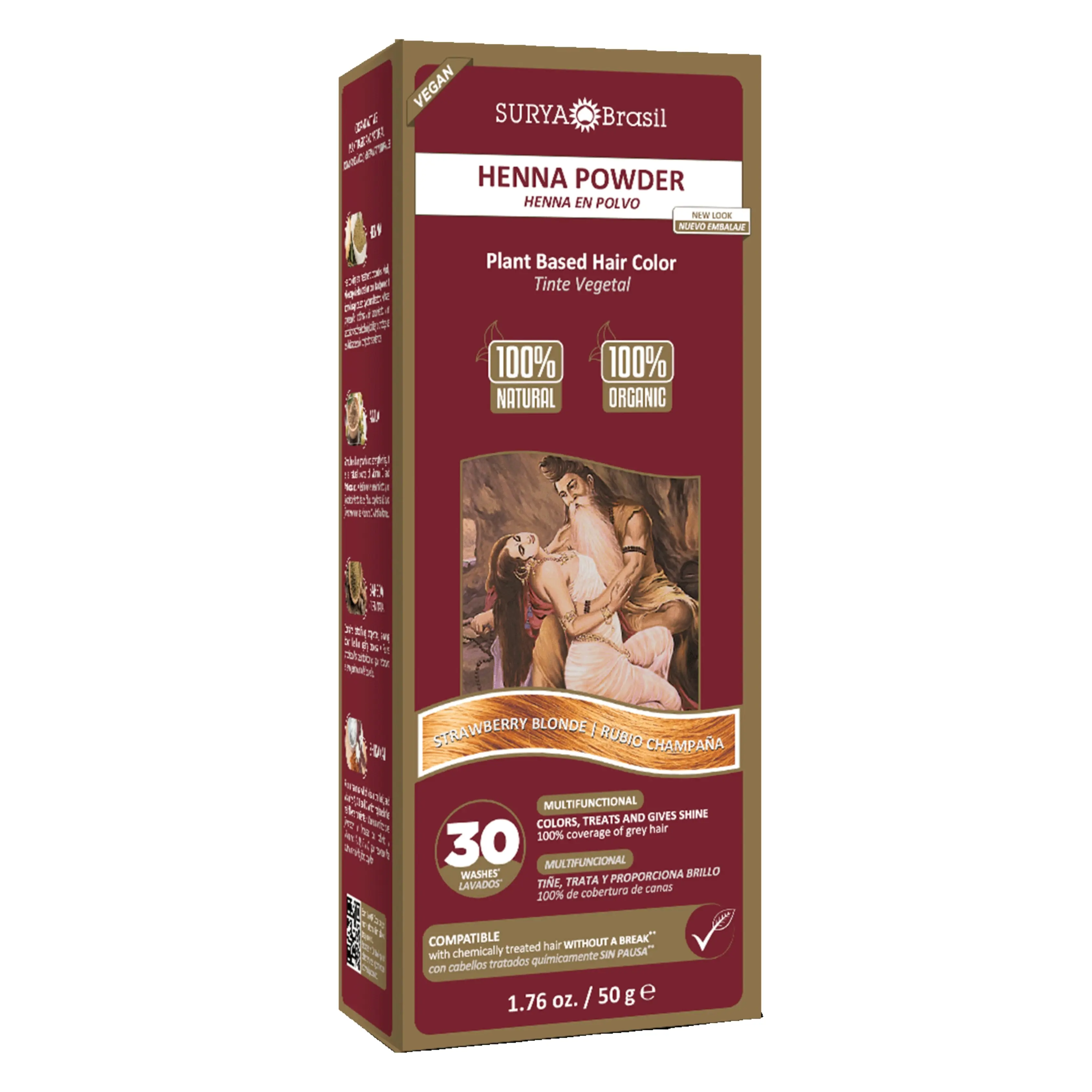 Surya Brasil Henna Powder Strawberry Blonde 100% Natural Plant-Based Hair Color Deep Nourishment & Gray Coverage 1.76 oz | 50g
