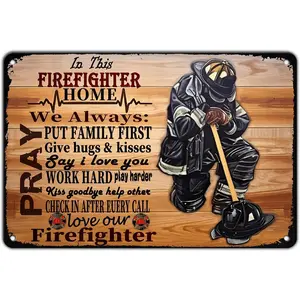 Vintage Firefighter's Prayer Poster Metal Sign In This Firefighter Sign Funny Retro Sign Restaurant Home Man Cave Wall Decor Signs 8x12 Inch