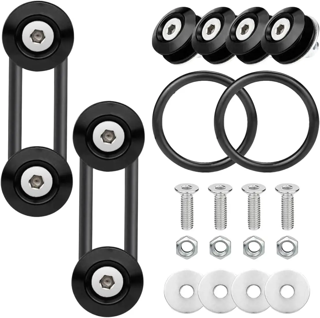 GJANSH Bumper Trunk Quick Release Kit, Front Rear Bumper Fasteners Holders | Universal Quick Release Car Bumper Clips with Stainless Steel Screws Kit, 4 Quick Release Tabs with 2 O-Rings