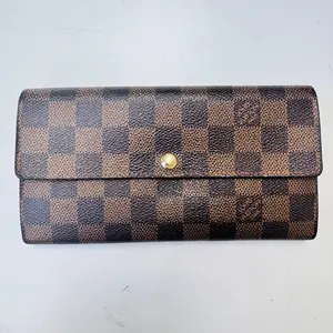 Pre-owned Louis Vuitton FINAL SALE Small Leather Goods Damier Ebene Sarah Wallet CA2130
