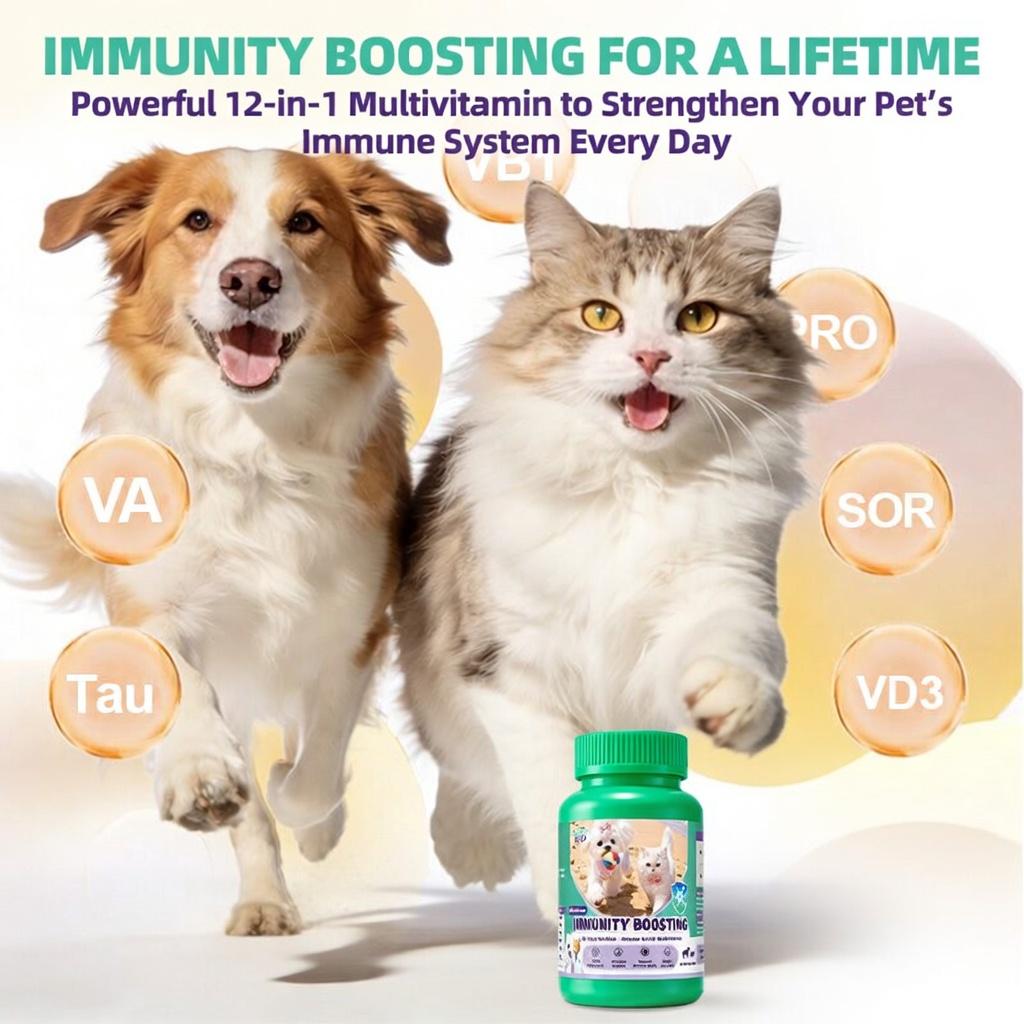 12-in-1 Immunity Boosting for Dogs & Cats – Stronger Immune System, Shiny Coat & Better Appetite | Hegenpet