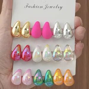 6/18pcs Fashionable Teardrop Earrings Set, Colorful Summer Earrings, Stylish Ladies Daily Wear Earrings