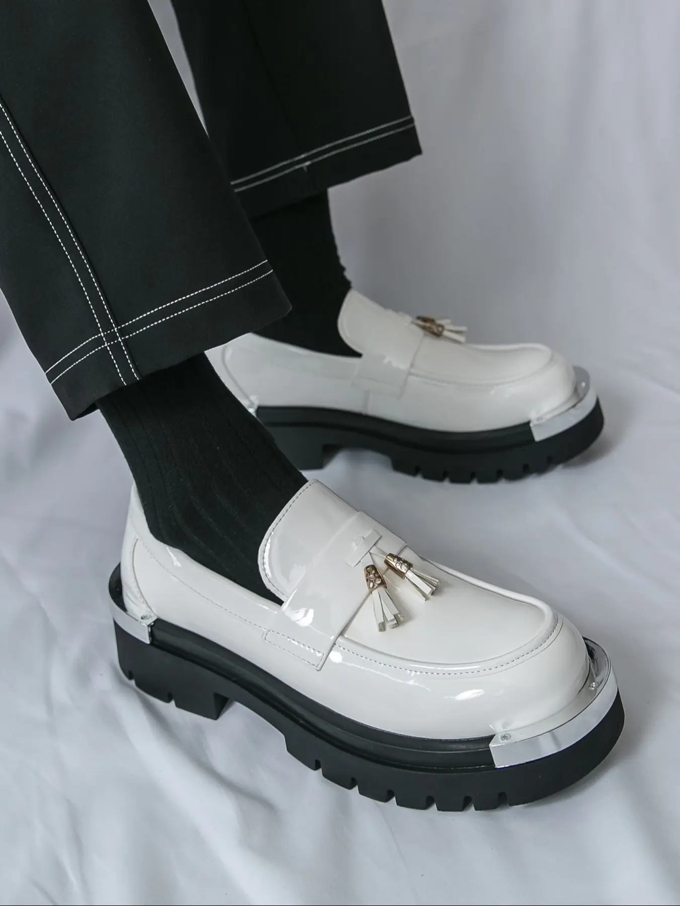 Men's Loafers PU Thick Sole Fringe Fashion Classic Casual Slip On Shoes, Stylish Comfortable Men's Footwear for Daily Wear