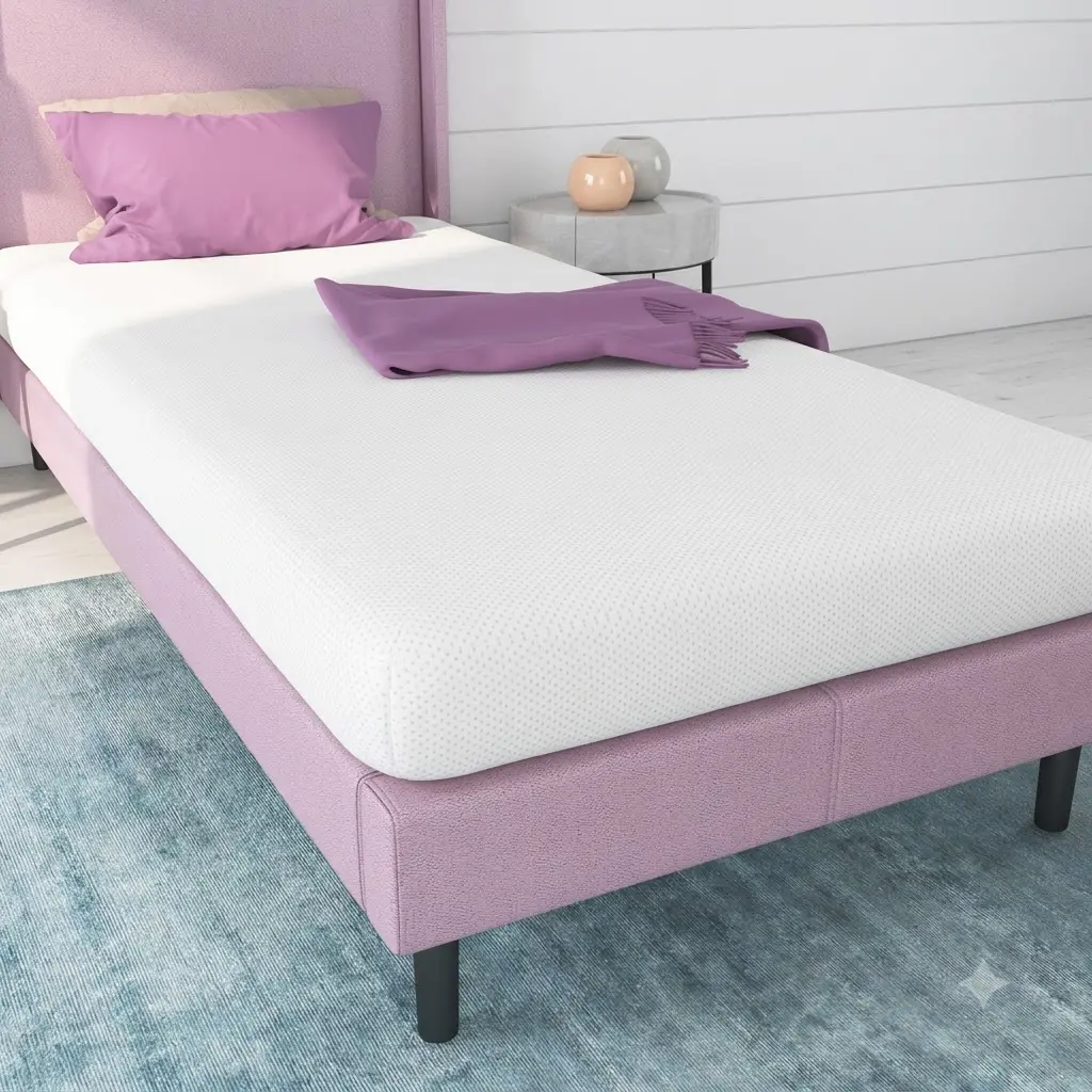 NapQueen Rainbow 5 Inch Twin Memory Foam Mattress White Ergonomic Support Breathable Kids Bunk Bed Mattress