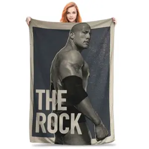 Dwayne Johnson themed printed flannel blanket, soft and comfortable, suitable for all seasons, suitable for sofa bed, office, travel