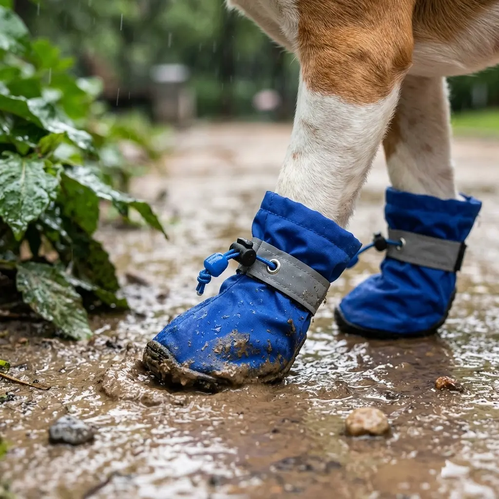 Small Puppy Waterproof Paw Protector Booties - Universal, Dryness Protection, Blue Laces, Winter Safety Fixing System, Comfortable Outdoor Footwear for Walks, Everyday Use, Playtime, Excellent Christmas Gift
