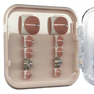 Press-on Acrylic Toes Nails White French Design with Sparkling Accents for Stylish. Custom Handmade Press-On Nails - Made to Order (5-7 Business Days)