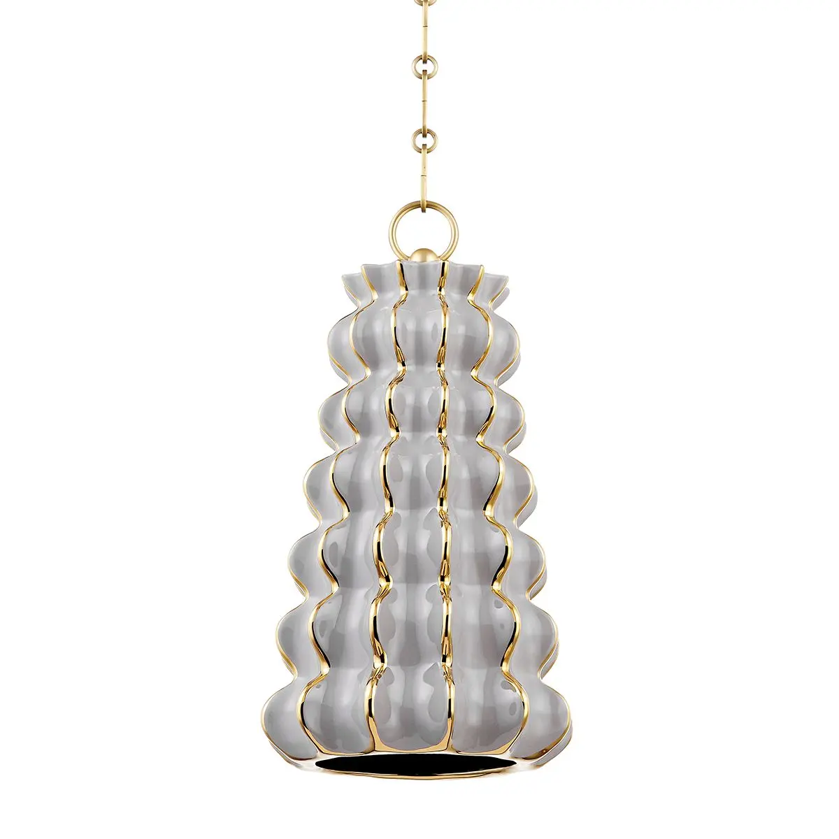 Esperanza Pendant Light - Sea Life Inspired Design with Ceramic Gloss Finish and Gold Edging