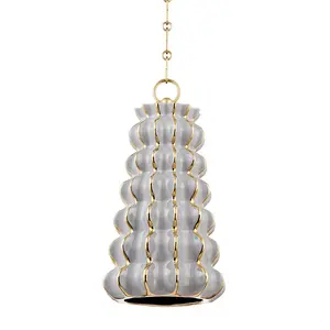 Esperanza Pendant Light - Sea Life Inspired Design with Ceramic Gloss Finish and Gold Edging