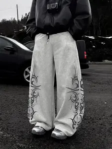 Gothic Pattern Print Street Style Drawstring Sweatpants, Casual Fashion Fit for Fall & Winter, Comfortable Daily Wear for All Occasions