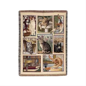 212 MAIN Cotton Rectangular Tapestry Throw Blanket - 60x47 in, Jacquard Weave, Soft Fabric, Machine Washable, Indoor-Outdoor Sofa & Wall Decor