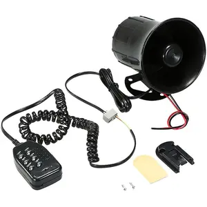 Car Motorcycle Megaphone, 6 Tone Loud Speaker, Traditional Hooter Ringing Fire Alarm Wailing Ambulance Blaring(Black)_SSDLV