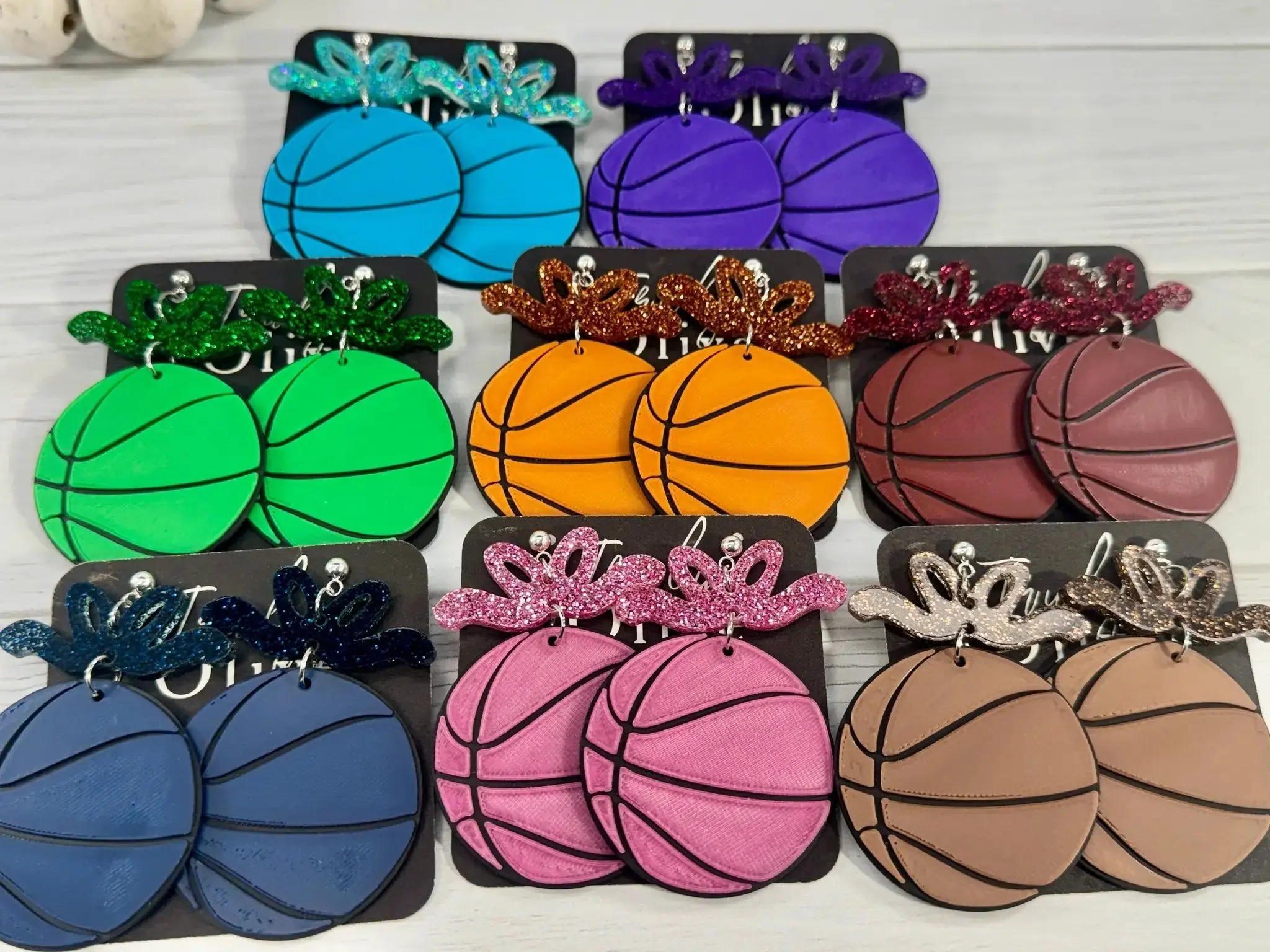 Custom Color Basketball Team Earrings