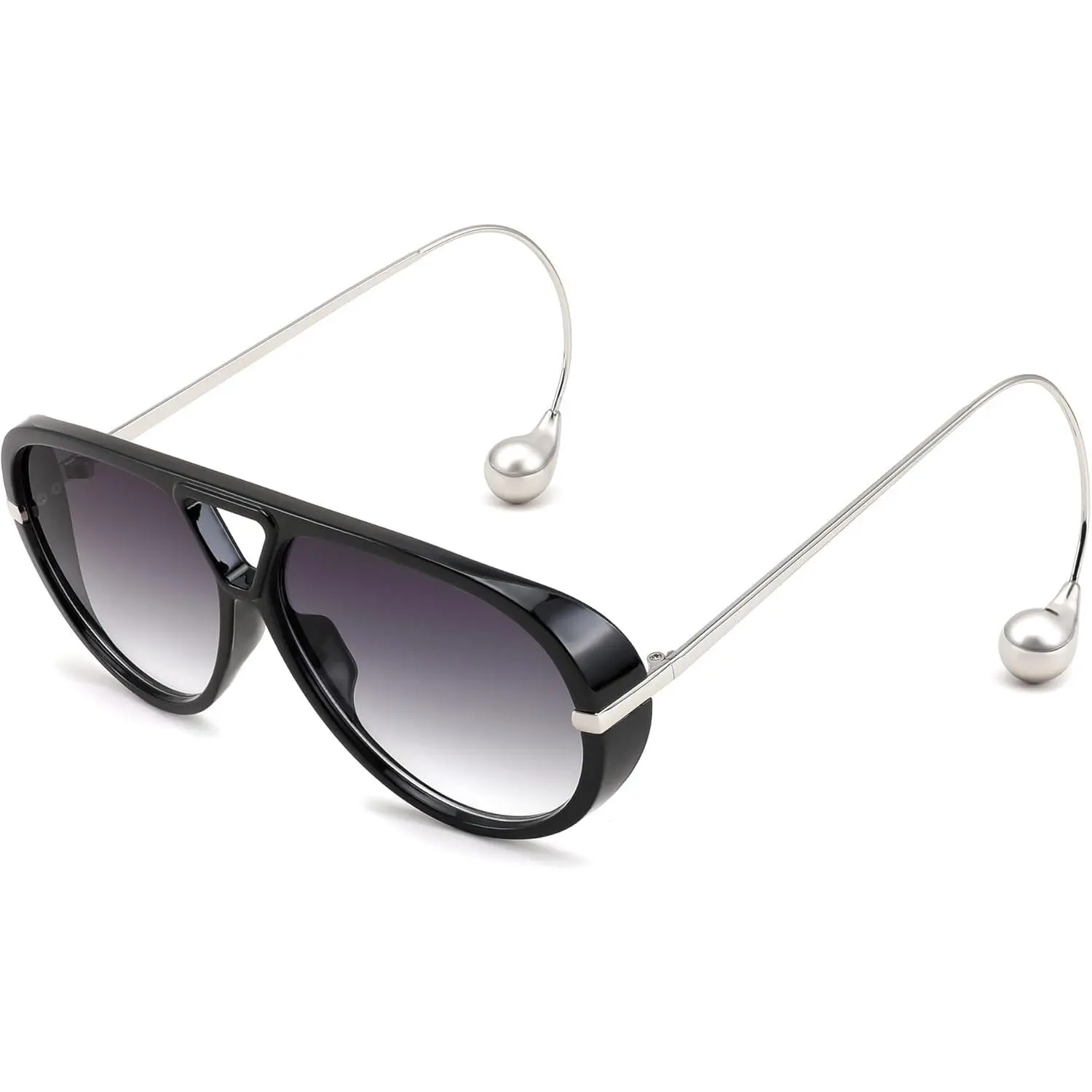 Oversized Aviator Sunglasses with Double Bridge and Earrings Women main image 2