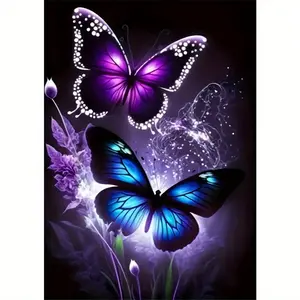 5D Diamond Painting Kit - Luminous Flower Butterfly Pattern Diamond Art Handmade DIY Diamond Painting Cross Stitch Perfect Living Room Bedroom Home Art Decoration Surprise Gift No Frame