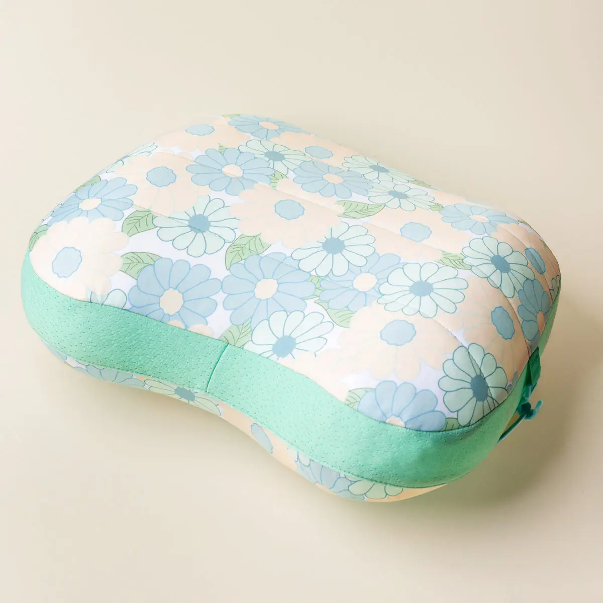 Limited Edition Daisy Craze Aqua Ballast Outdoor Beach Pillow, Collaborative Floral Print Design for Beach/Boat/Pool Use, Sand Pocket