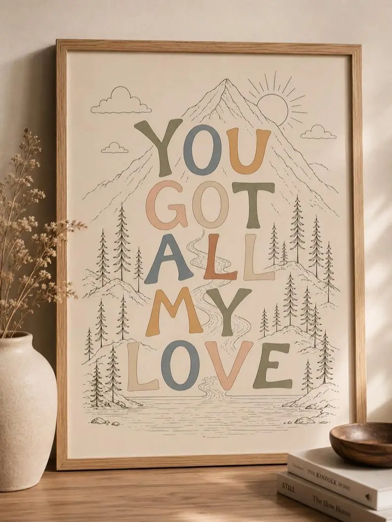 [No Frame] You got all my love Wall Print Noah K Lyrics The Great Divide Inspired Poster Music Art
