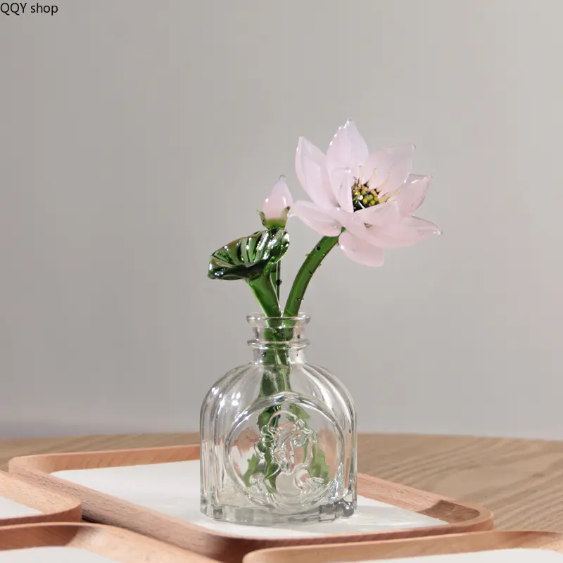 【Summervibes】Handcrafted Glass Lotus Flower Ornament, Realistic Eternal Floral Decor, Elegant Art Glass Simulation Flower Figurine, Premium Home Tabletop Accent Stylish Room Decoration Ideal For Birthday Gifts & Housewarming Presents
