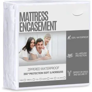 Zippered Mattress Encasement -  Mattress Protector Zippered - 6-Sided  Mattress Cover with Zipper for Complete Protection - Soft, Noiseless, Machine Washable