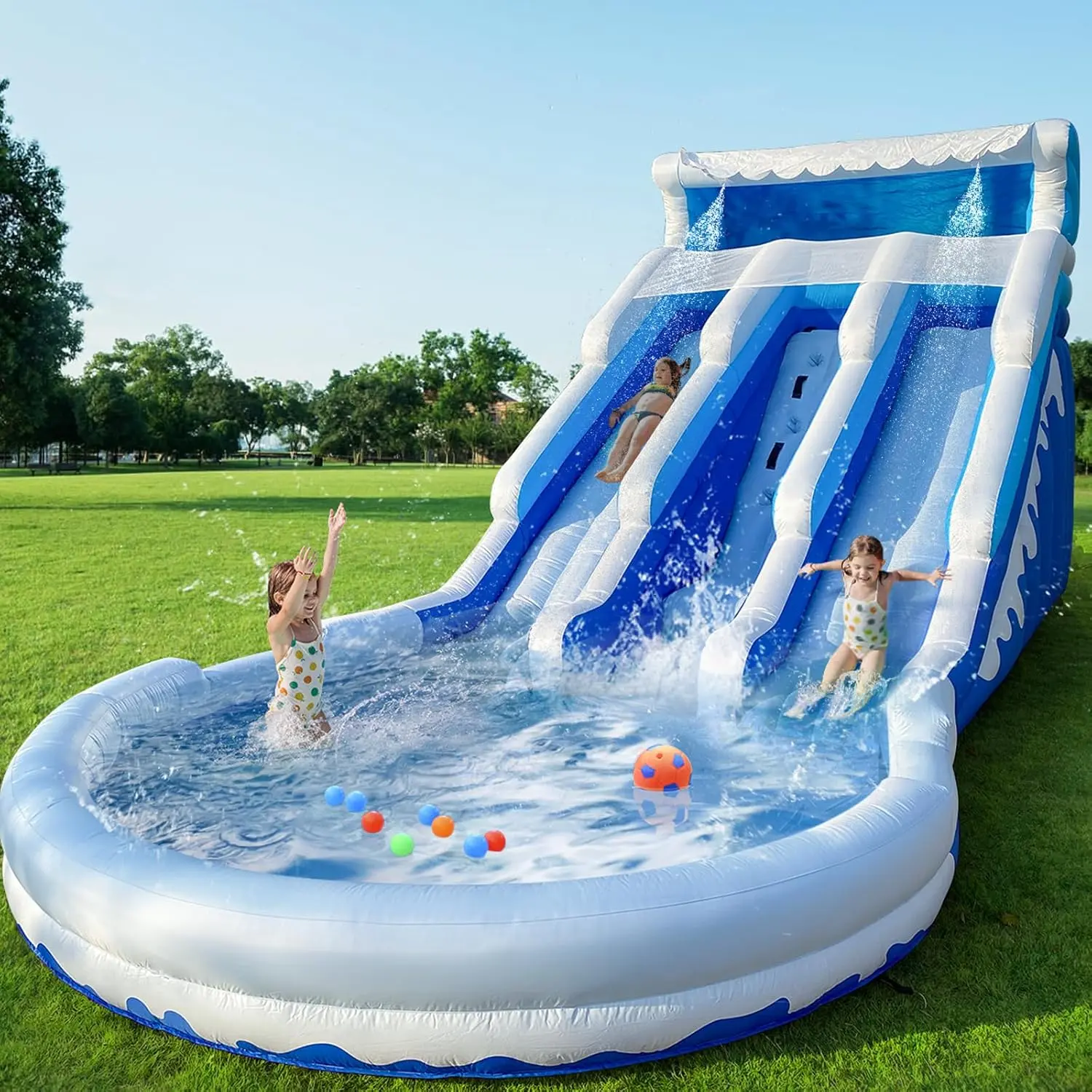 2026 Upgraded Large Inflatable Water Slide Swimming Pool Play Center,Triple Water Slides&Lightweight Premium Water Slide Bounce House 20.6x9.5x9.3Ft,Wet Dry Use for Backyard Party